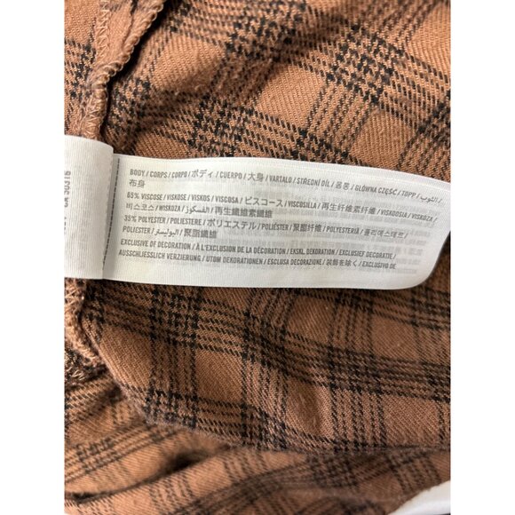 Hollister Womens Brown Plaid Oversized Boxy Cropped Button-Down Flannel Shirt XS - Picture 8 of 11